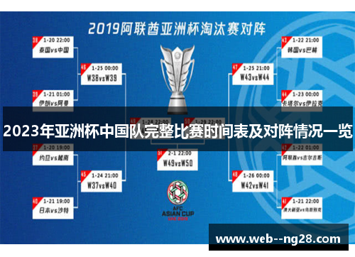 2023年亚洲杯中国队完整比赛时间表及对阵情况一览